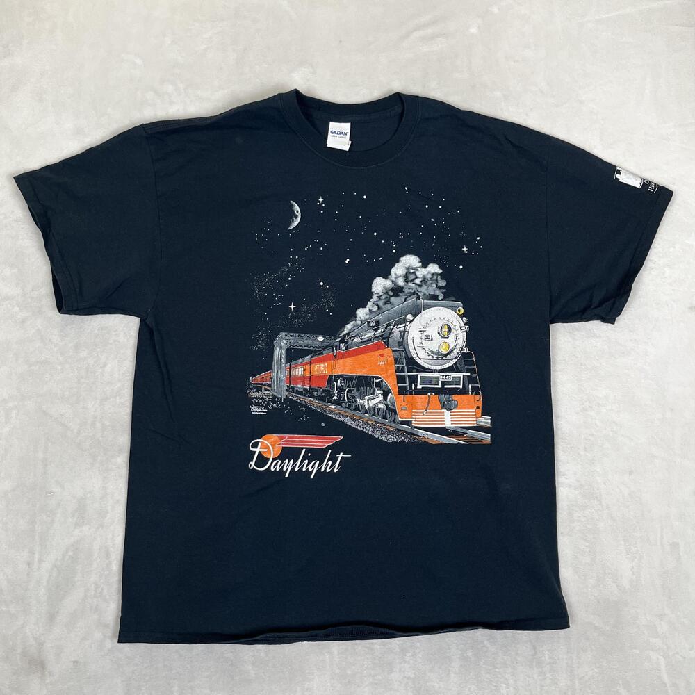 Vintage Oregon Rail Heritage Daylight T-Shirt Mens XL Black Steam Train 4449